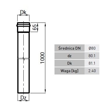 Dūmtraukis RP80 1000 mm ilgio 2