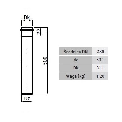 Dūmtraukis RP80 500 mm ilgio 2